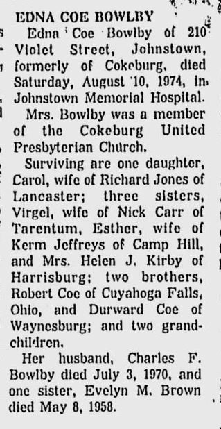 Edna Coe Bowlby obituary